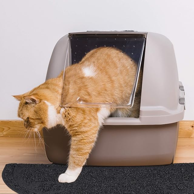 Foto 3 de 8 de Relaxdays Alfombrilla Higiénica para Gatos, Antideslizante, Impermeable, de PVC, para Comedero, 40x59 cm