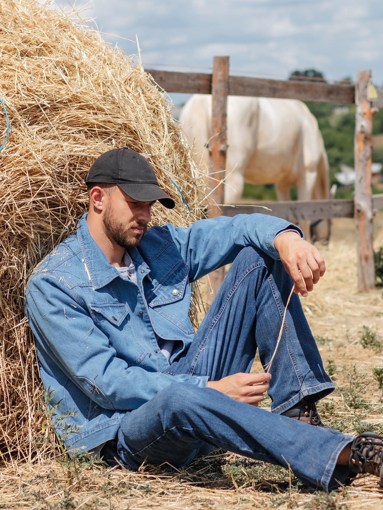 Mr.Stream Men's Snap Jean Jacket Western Cowboy Plaid Flannel Lined Work Denim Trucker Jackets