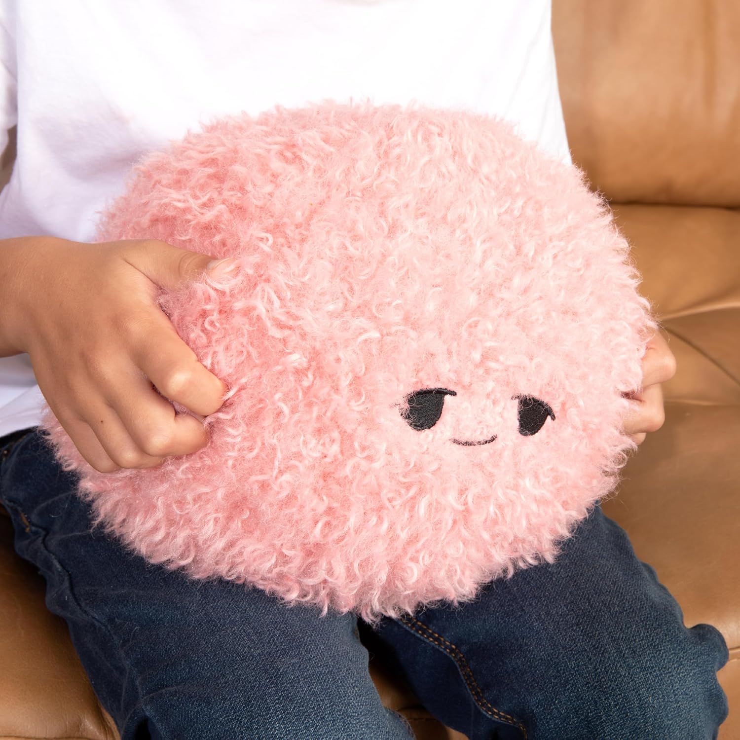 HUGIMALS The Hug Ball - Pink (Happy/Sleepy) - 3 lb Weighted Ball for Sensory Play Soft Plush with Fun Faces for Emotional Regulation, Social Emotional Learning, Relaxation, Comfort, Education Ages 2+