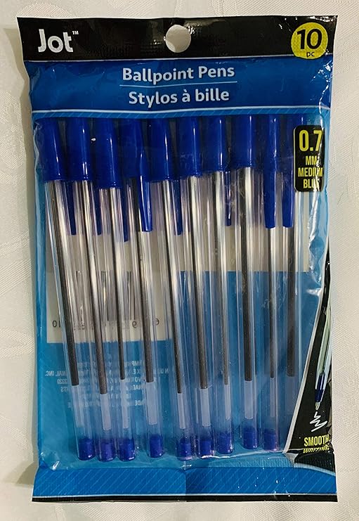 Jot Clear Ballpoint Pens with Blue Ink, 10ct. Pack