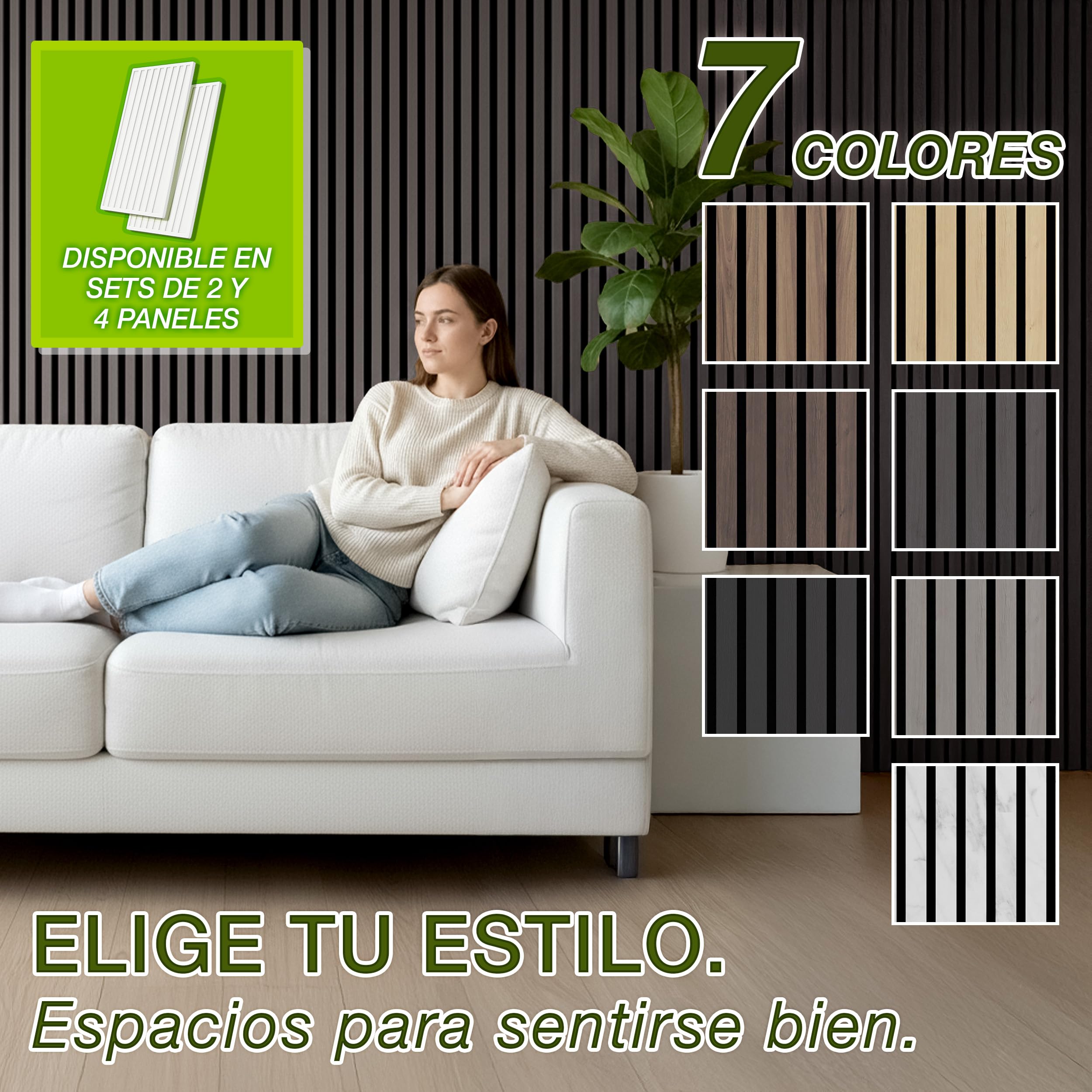 TRESKO 2 paneles acústicos de madera de 120 x 60 cm, incluye 4 ganchos para ropa, revestimiento de pared de roble antracita como pared de listones 3D, paneles de madera para aislamiento acústico