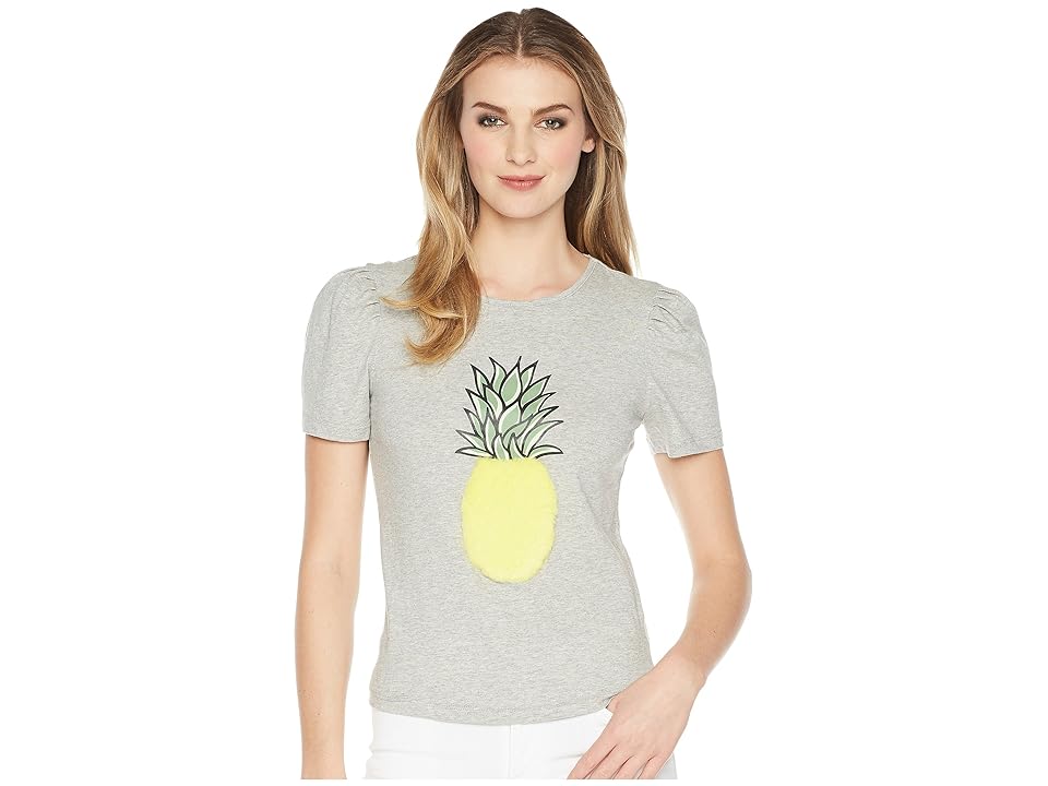 

ROMEO & JULIET COUTURE Faux Fur Pineapple T-Shirt (Grey/Neon Yellow) Women's T Shirt, Gray