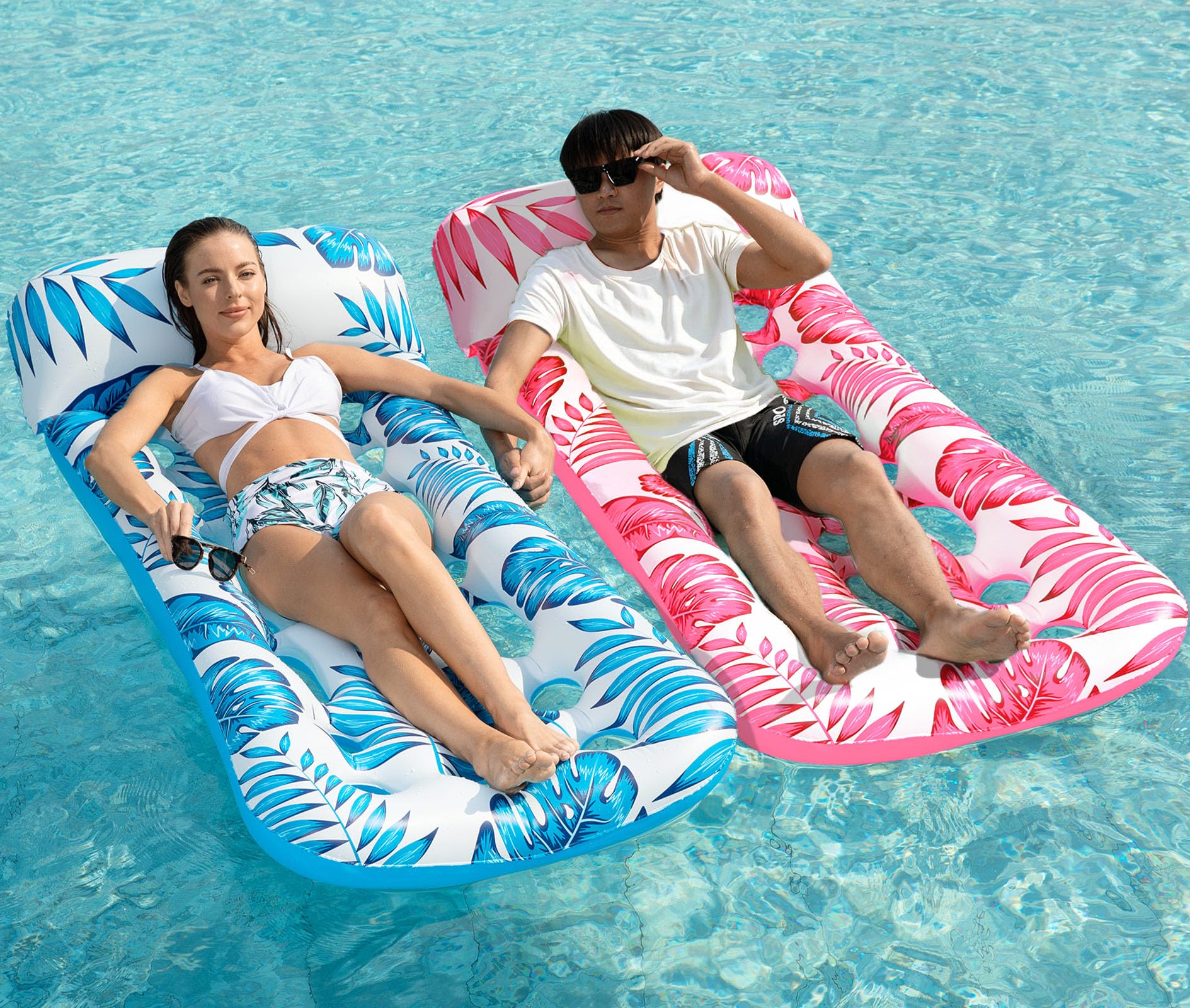 Jasonwell Inflatable Pool Float Lounge - 2 Pack Floaties Rafts for Adults Floating Lounger Sun Tanning Floats Cool Water Floaty Swimming Lake Beach