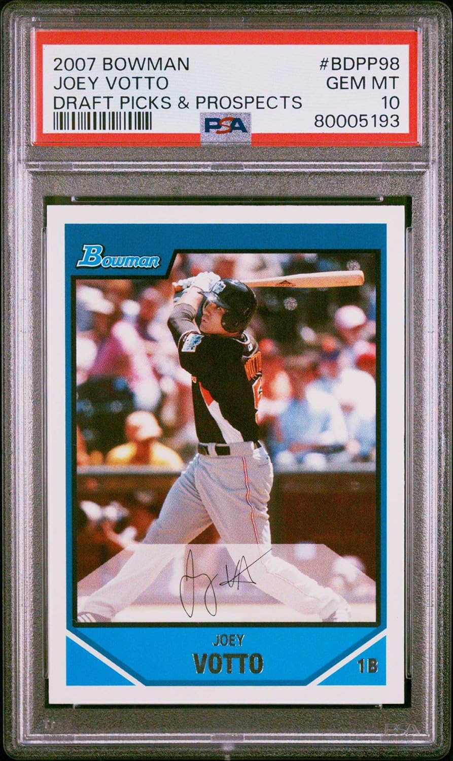 Graded 2007 Topps Bowman Joey Votto #BDPP98 Draft Picks & Prospects Rookie RC Baseball Card PSA 10 Gem Mint