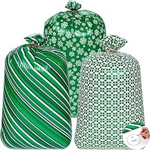 JOYIN 3 Extra Large Christmas Green Plastic Gift Bags 56”x36”, Xmas Jumbo Oversized Big Santa Bag for Present Wrapping, Holiday Presents, Christmas Huge Gifts Decorations