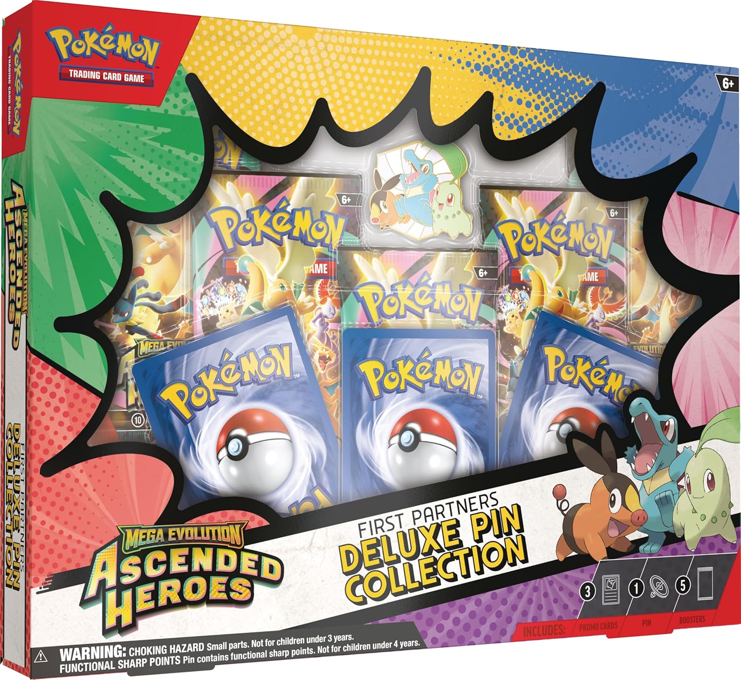 Pokémon TCG: Mega Evolution—Ascended Heroes First Partners Deluxe Pin Collection (3 Foil Promo Cards, 1 Deluxe Pin & 5 Booster Packs