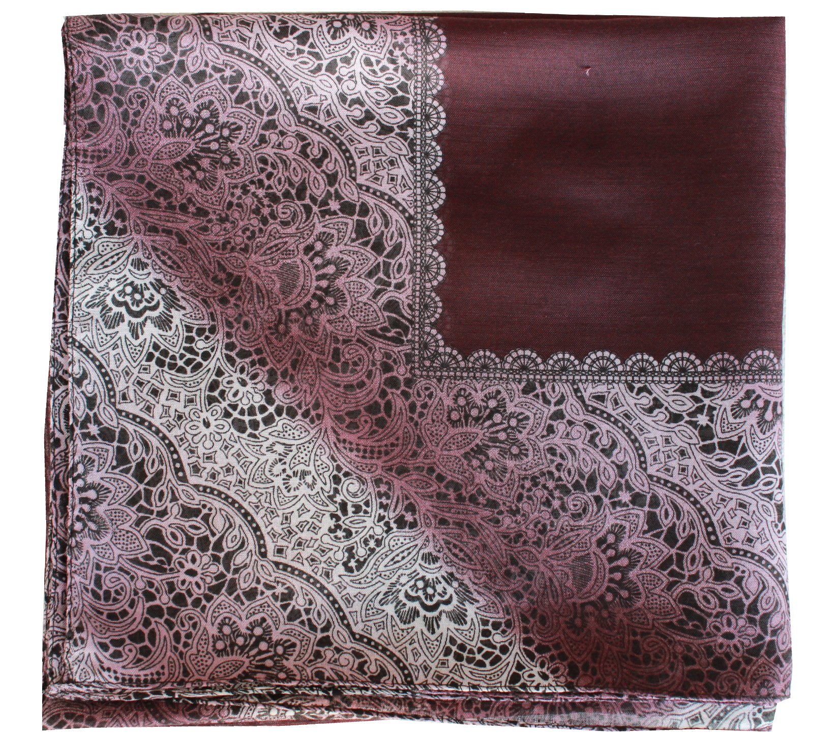 Deresina Headwear Women's Mulberry End Lace Pattern Deresina Everyday Square Head Scarf For - Soft Headwrap For Hair Loss, Chemo & Alopecia, Breathable Cotton ( - One Size)