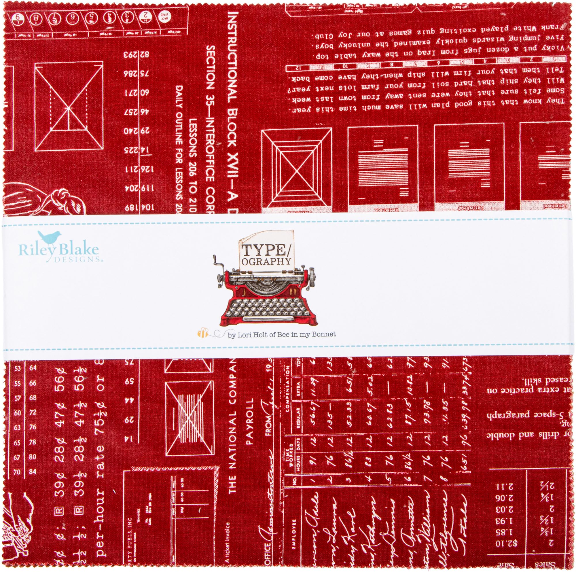 Lori Holt Type/ography A 10" Stacker 42 10-inch Squares Layer Cake Riley Blake Designs 10-16850A-42