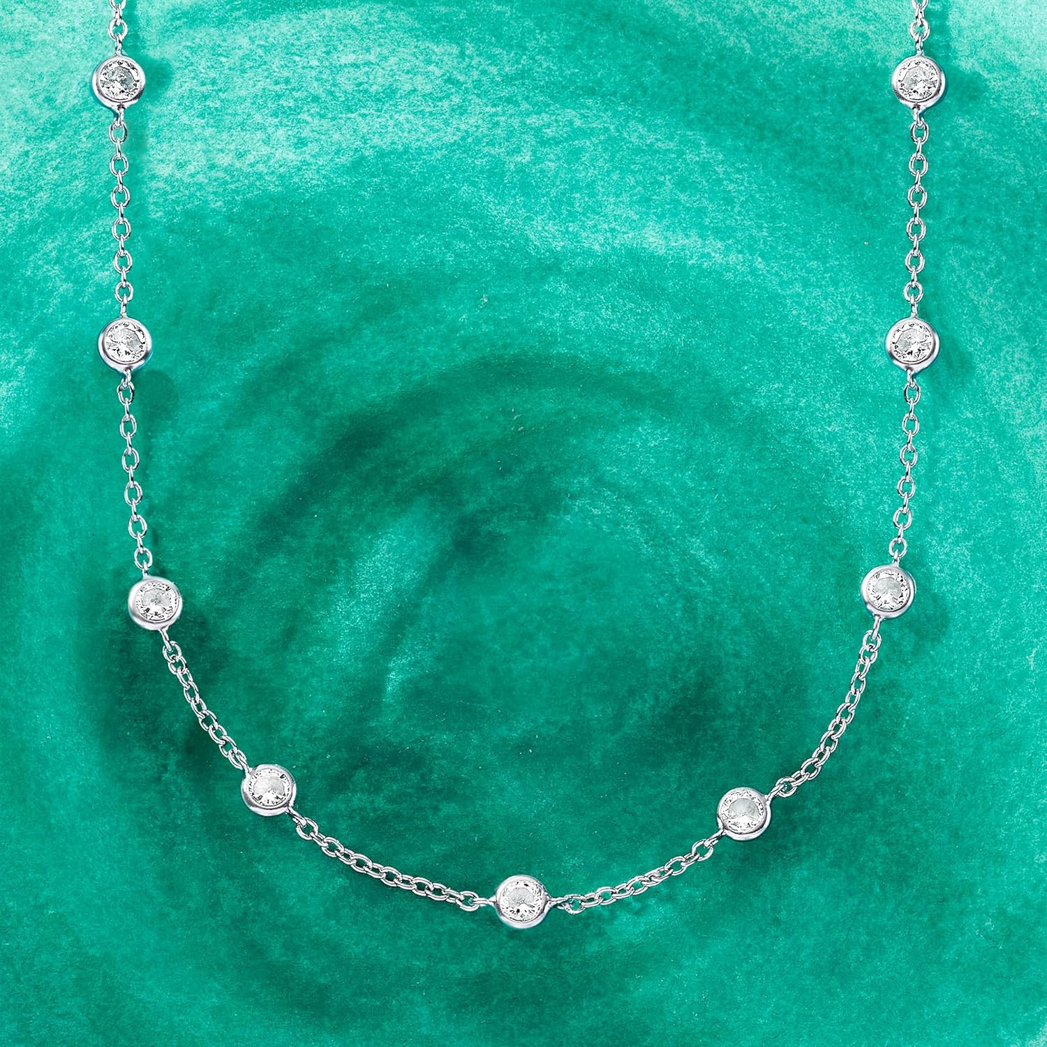 Ross-Simons 4.50 ct. t.w. CZ Station Necklace