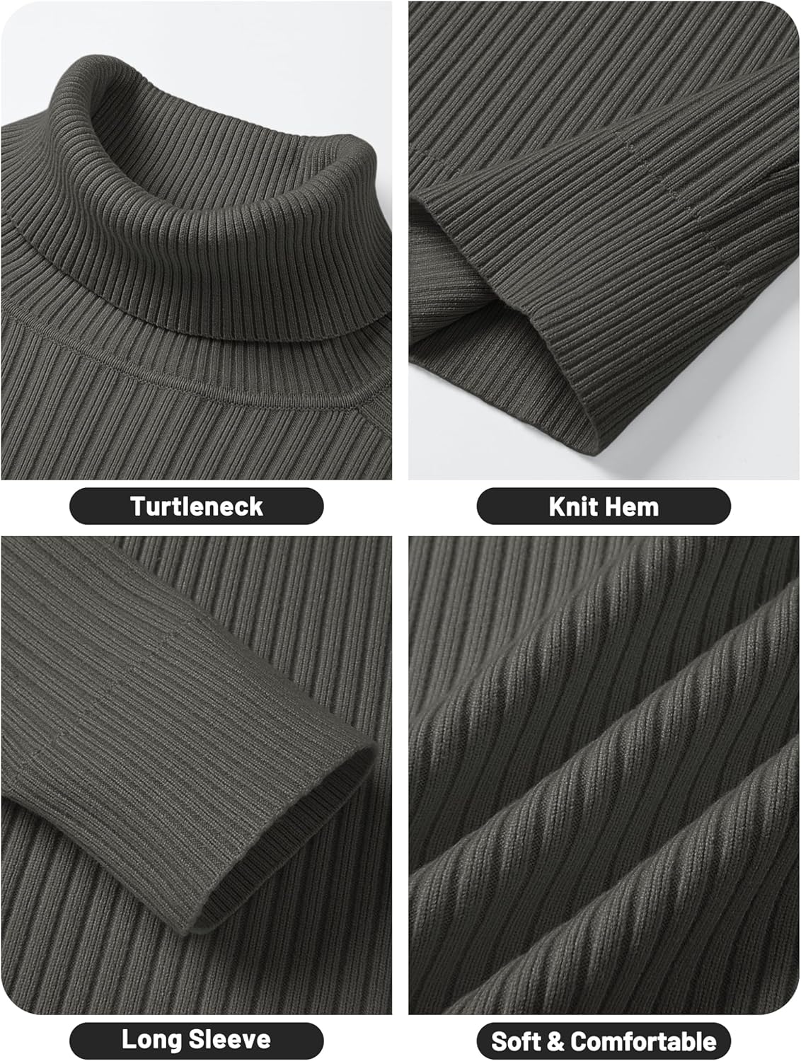 TACVASEN Men's Turtleneck Sweater Knitted Pullover Sweaters Casual Winter Warm Long Sleeve Sweater