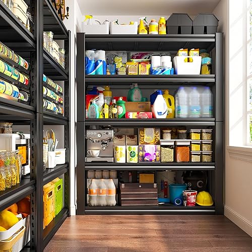 Miniatura 8 de REIBII Estantes de almacenamiento resistentes para garaje, 2000 libras, estantes de garaje ajustables resistentes, unidad de estantería de metal de