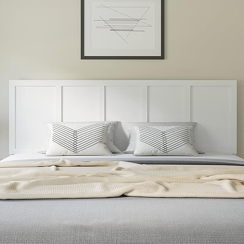 Miniatura 6 de Flash Furniture Oliver Cabecero ajustable de madera con paneles para marcos de cama universales de metal, tamaño King, color blanco