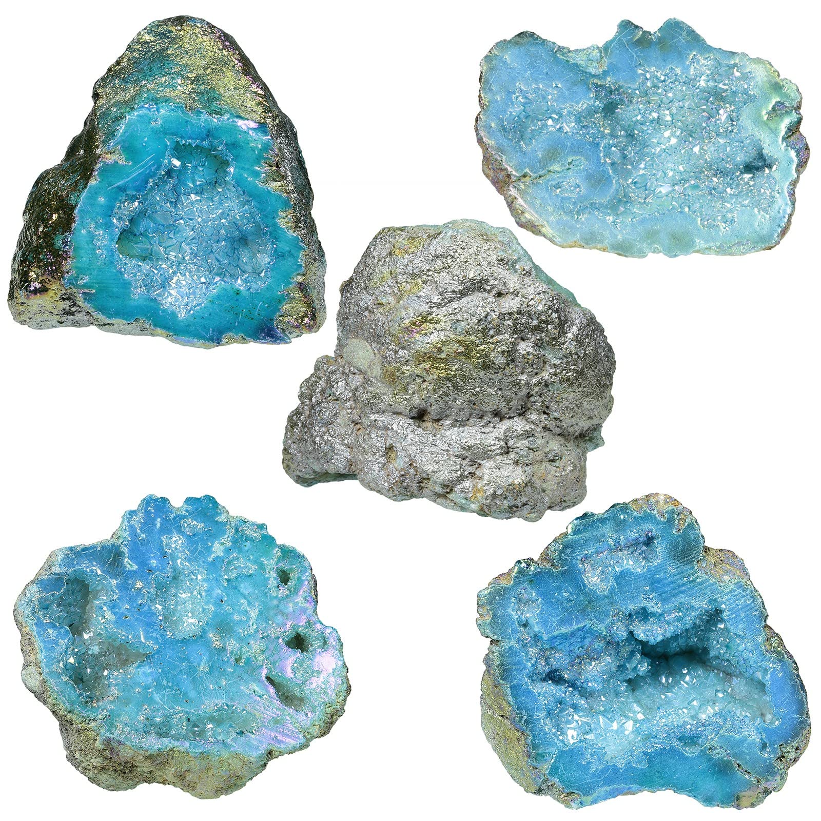 KYEYGWO Titanium Coated Natural Crystal Raw Geode Stone - Image 4