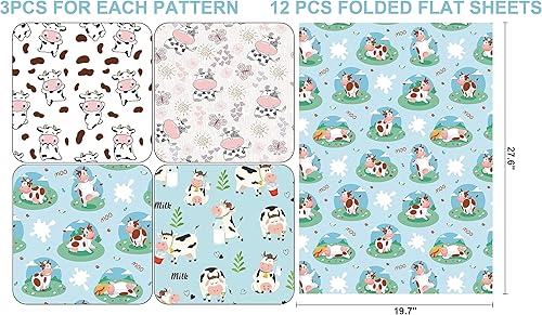 Miniatura 6 de Sikiweiter Papel de regalo con estampado de vaca, papel de regalo de granjero, 12 hojas de papel de regalo de vaca lindo para cumpleaños, baby