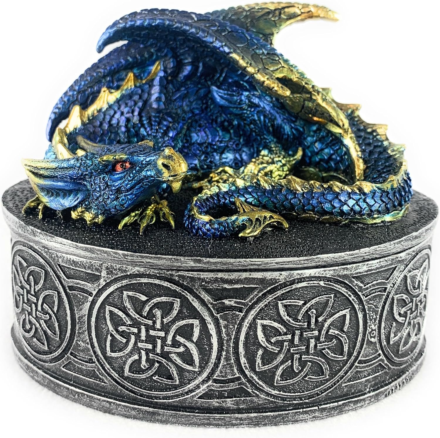 Ain’t It Nice Dragon Statue Trinket Box Dragon Figurine Collectible Fantasy Medieval Décor For Dragon Collectors Dragons Gift Trinkets Box, Blue, 4.5 (L) X 3.25 (W) X 4 (H)