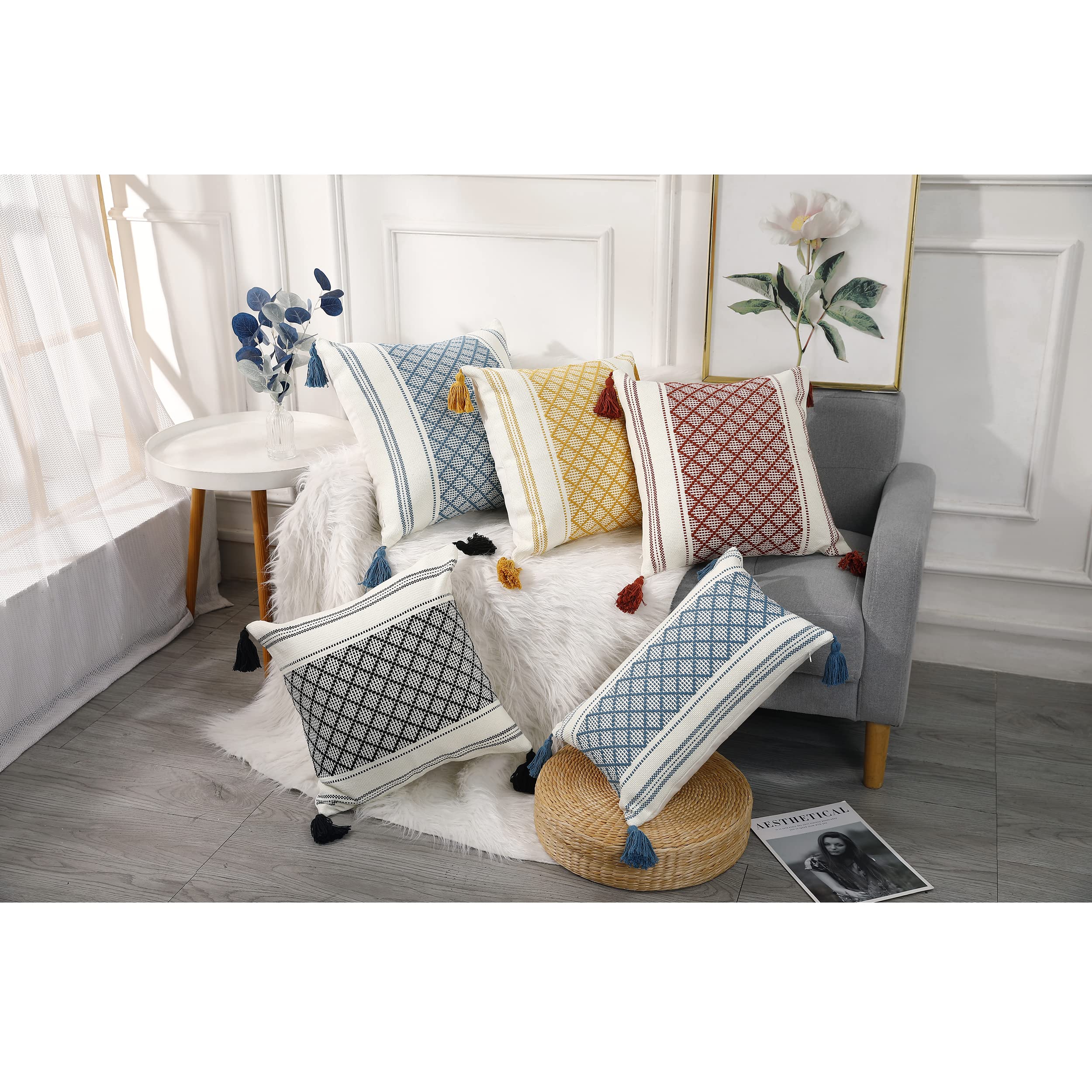Set di 2 federe decorative in cotone lavorato a maglia stile bohémien