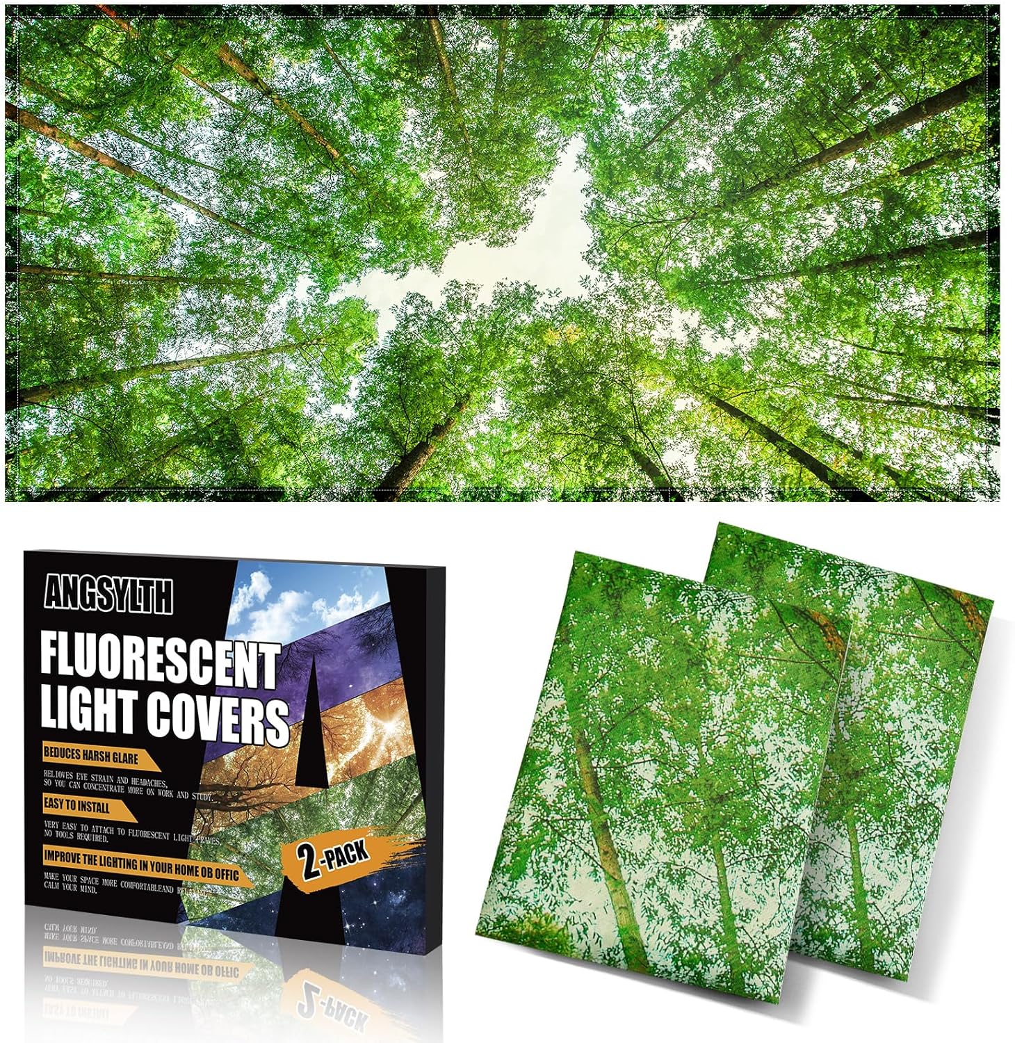 2 Pcs Fluorescent Light Covers - 4 x 2 Feet Light Covers for Ceiling Lights Classroom, Magnetic Light Filters for Office, Hospitals, Home.