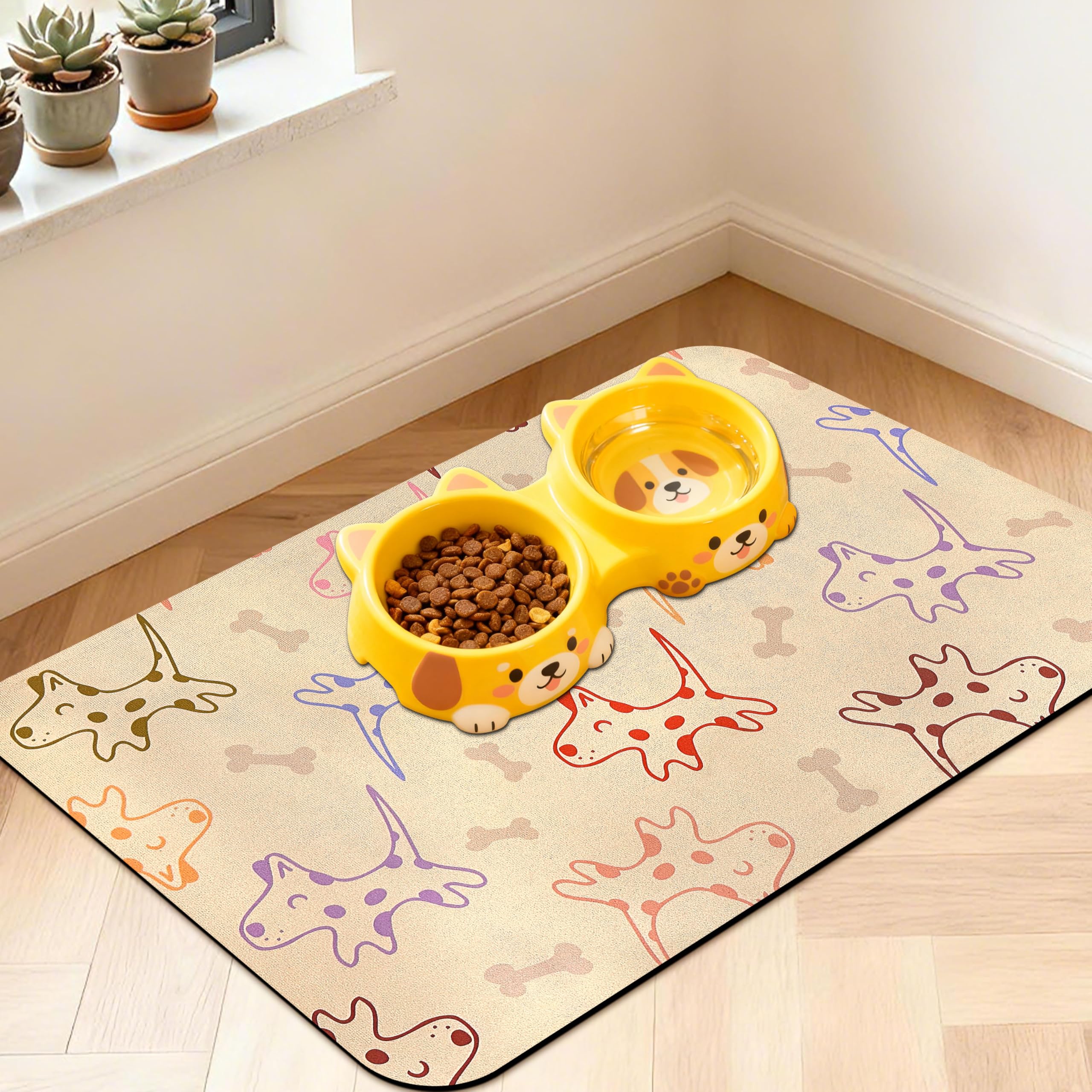 Pet Feeding Mat for Floors Waterproof Dog Mat for Food and Water Absorbent Quick Dry Non Slip mat for Cat Bowls