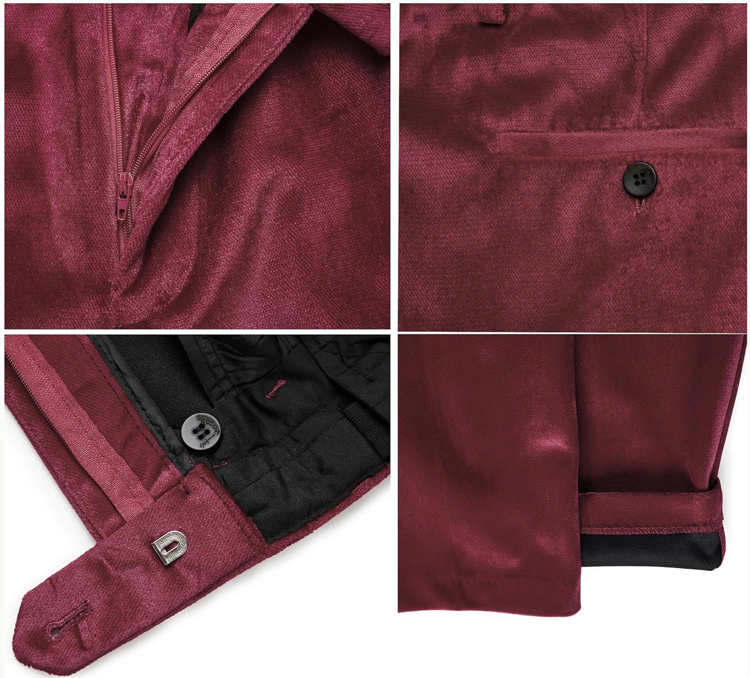 MAGE MALE Men's 2 Piece Velvet Suit One Button Tuxedo Slim Fit Luxurious Blazer Party Dinner Jacket & Pants - Image 6