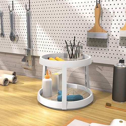 Miniatura 8 de Simple Houseware Plataforma giratoria de 2 niveles Lazy Susan organizador multifuncional, arce