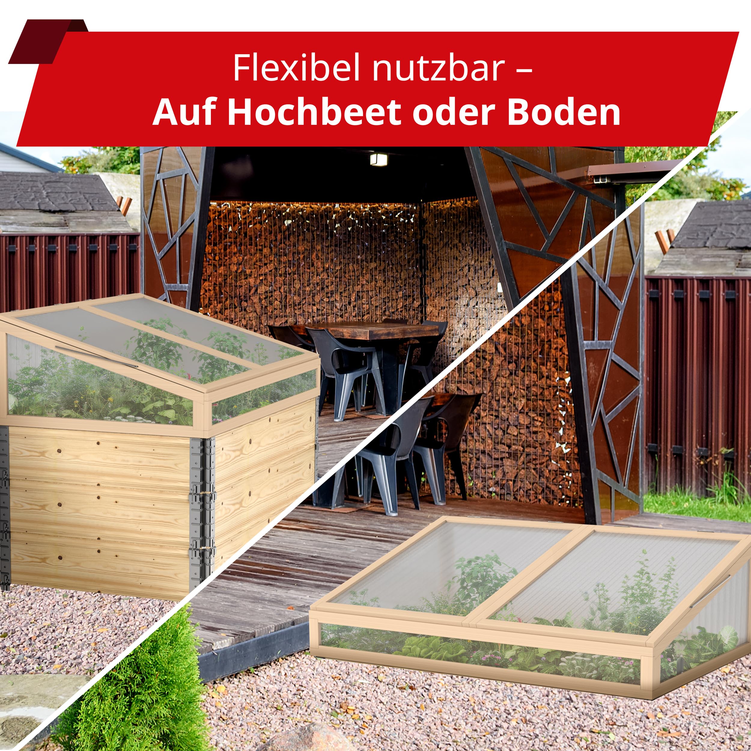 Schroth Home Frühbeet, Frühbeetaufsatz, Frühbeetkasten, Anzuchtkasten für Hochbeet, Blumenkasten, Anzucht Gewächshaus, Hochbeet Abdeckung, Pflanzkasten Minigewächshaus – 120 x 80 x 40 cm