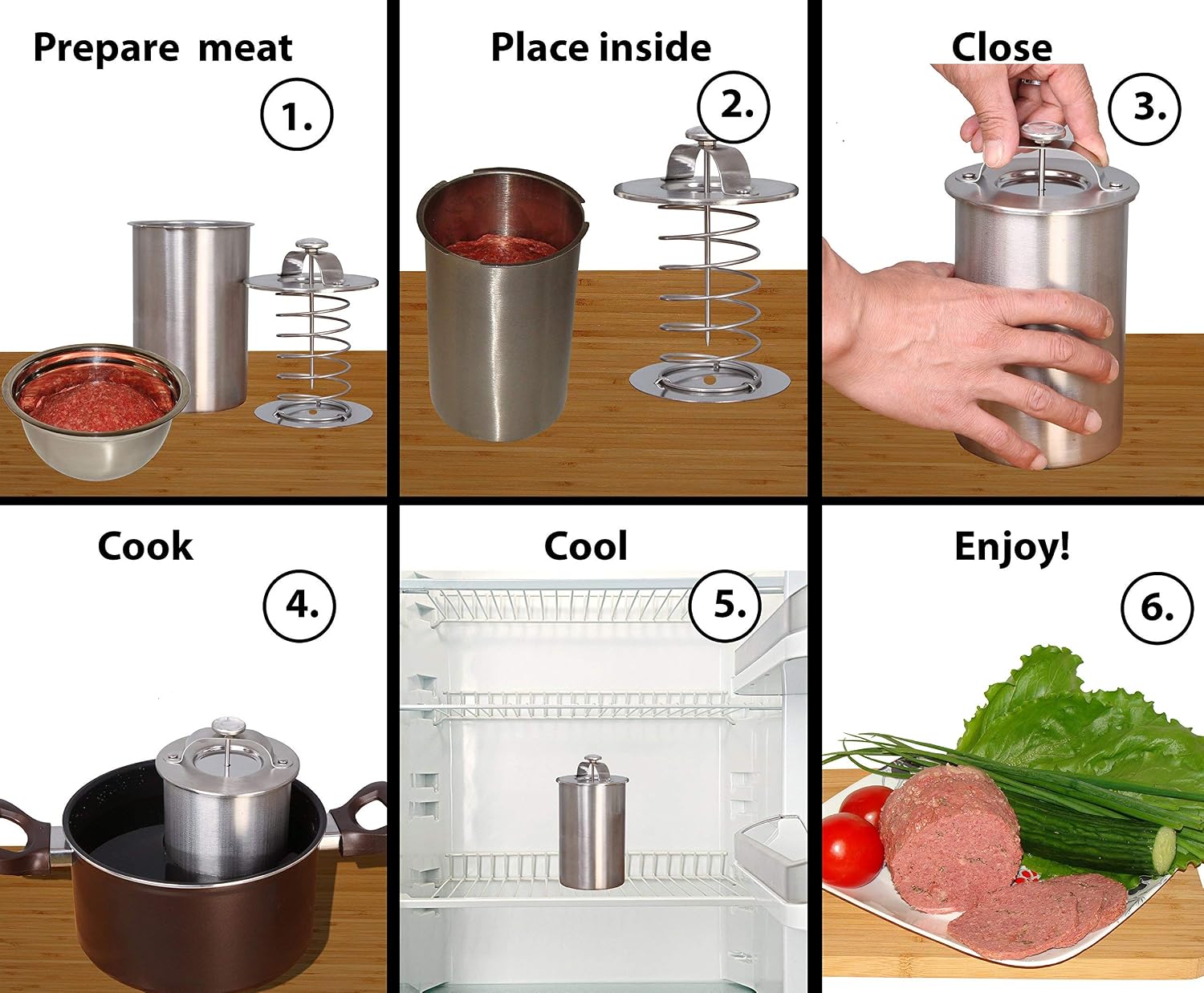 Madax Ham Maker - Stainless Steel Meat Press for Making Healthy Homemade Deli Meat with Thermometer and Cooking Bags
