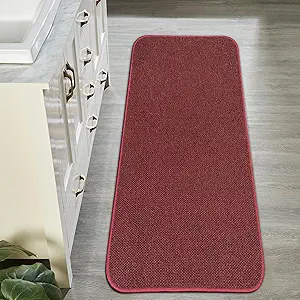 Bath Mat,Ultra Thin Bathroom Runner Rugs,Large Bath Mats for Bathroom,Quick Dry,Non-Slip,Machine Washable,Low Pile,Bath Rug,Shower Outside,Sink,Home Decor Accessories.Red,1'5"x2'11"(17x35inch)