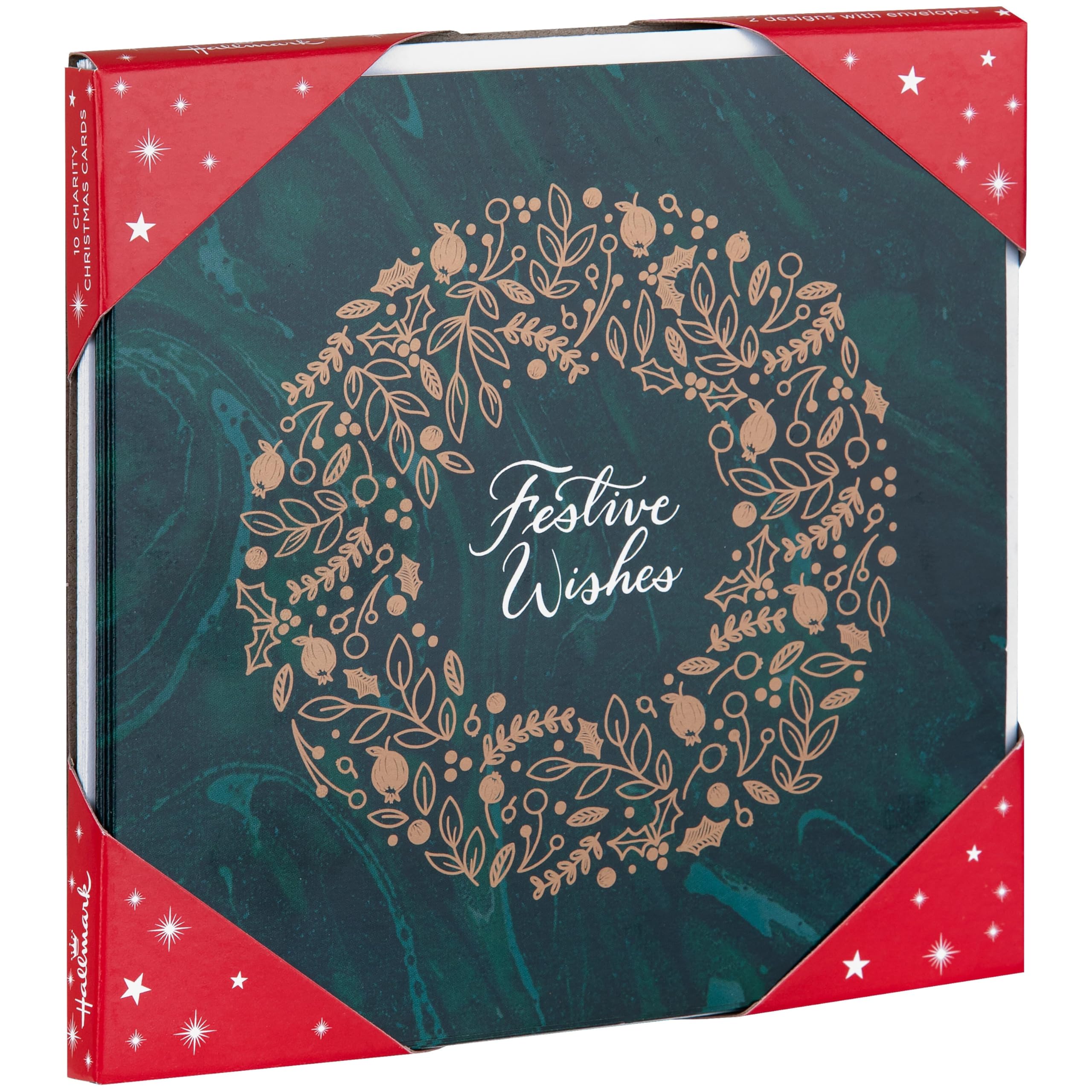 Hallmark Charity Christmas Cards - Pack of 10 in 2 Elegant Festive Designs