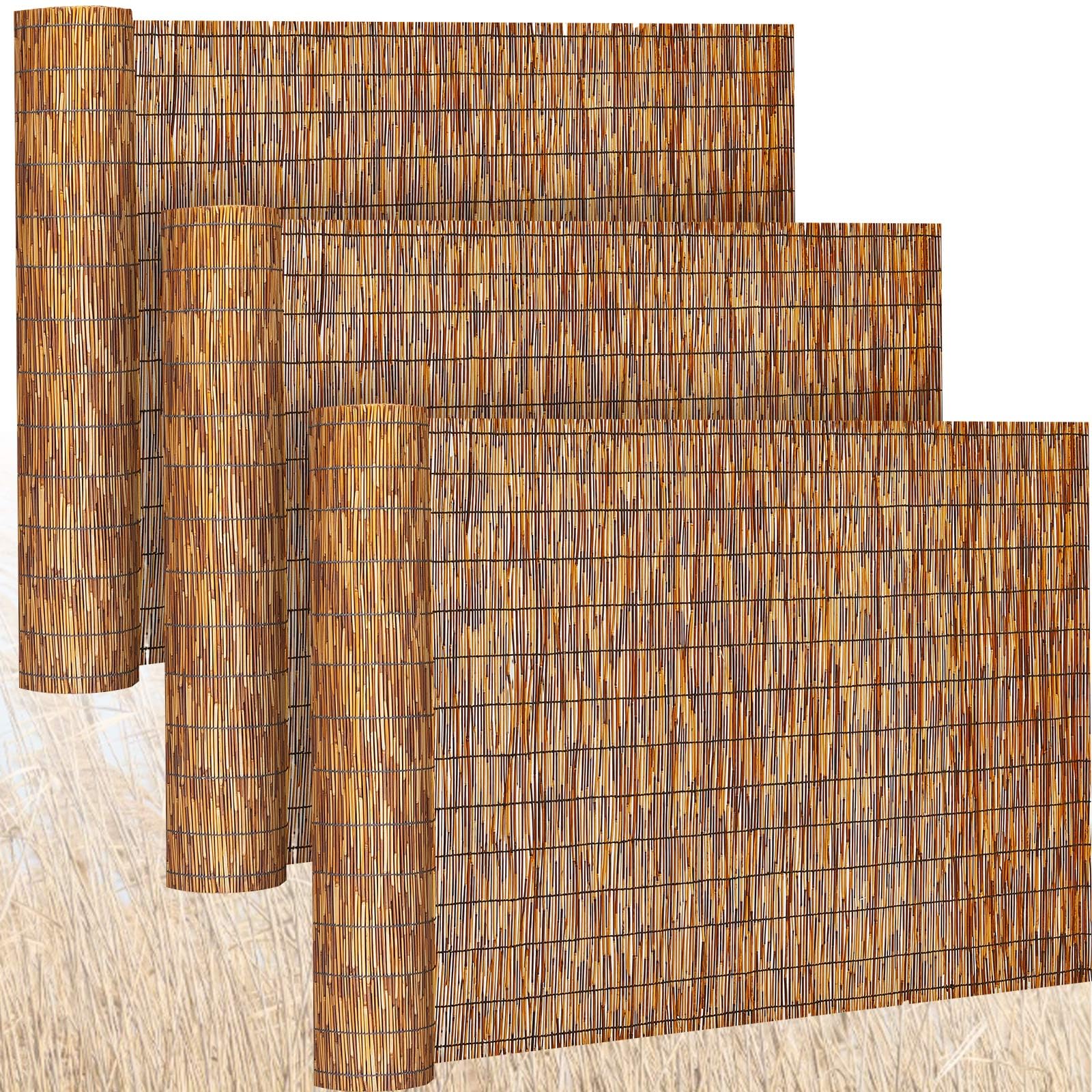 Photo 1 of Barydat 3 Pcs 5 x 16.4 ft Reed Fence Roll, 85% Shade Bamboo Privacy Screen, Natural Decorative Reed Fencing for Outdoor Garden Backyard Patio Balcony
