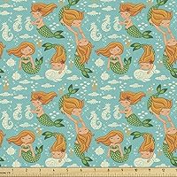 Vista 83 de Ambesonne Tela de Mariposas por Yarda, Patrones de Mariposas Estacionales Alegres Selva Tropical Naturaleza Salvaje Ilustración, Tela Decorativa