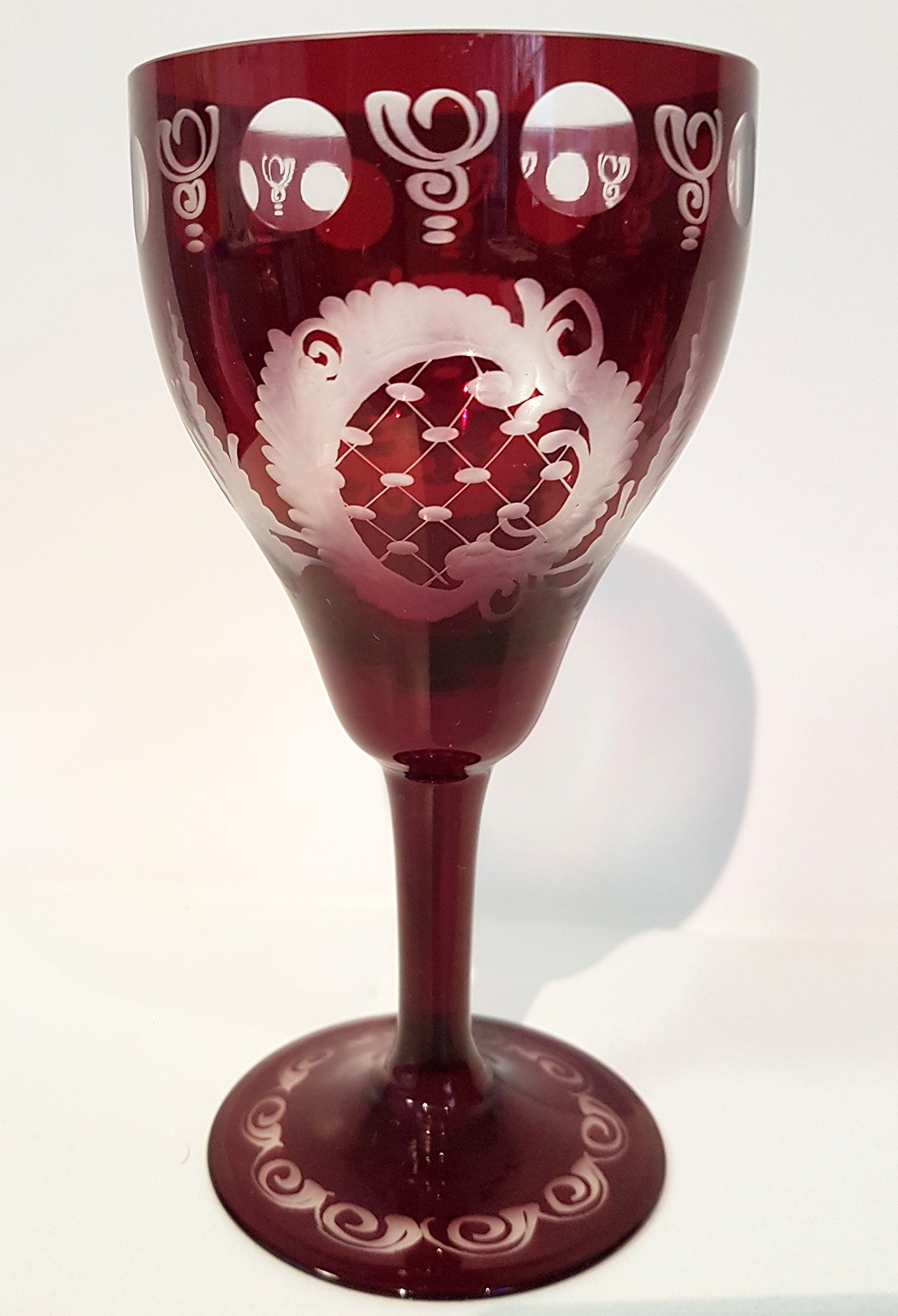 Egermann Weinglas antik, geschliffen Wein, Sherry, Glas Böhmisches Glas rubin rot Antik Glas Sammler Glas gebraucht Zustand wie neu Höhe ca. 13,5 cm Küche, Haushalt & Wohnen
