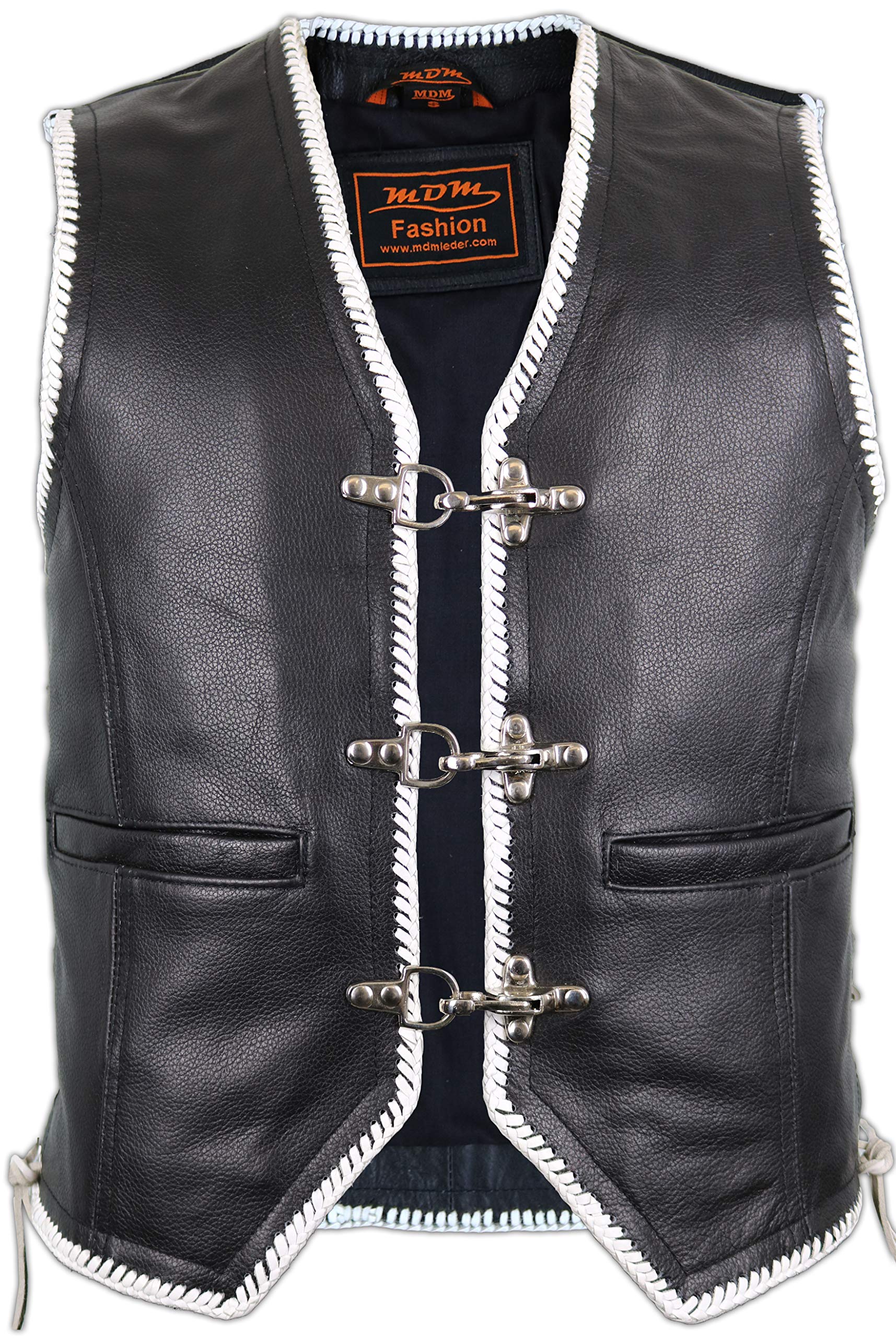 Gilet en cuir pour homme noir avec extra blancs S noir / blanc