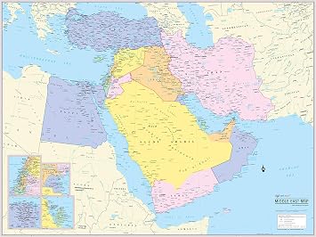Cool Owl Maps Middle East Wall Map Poster Laminated