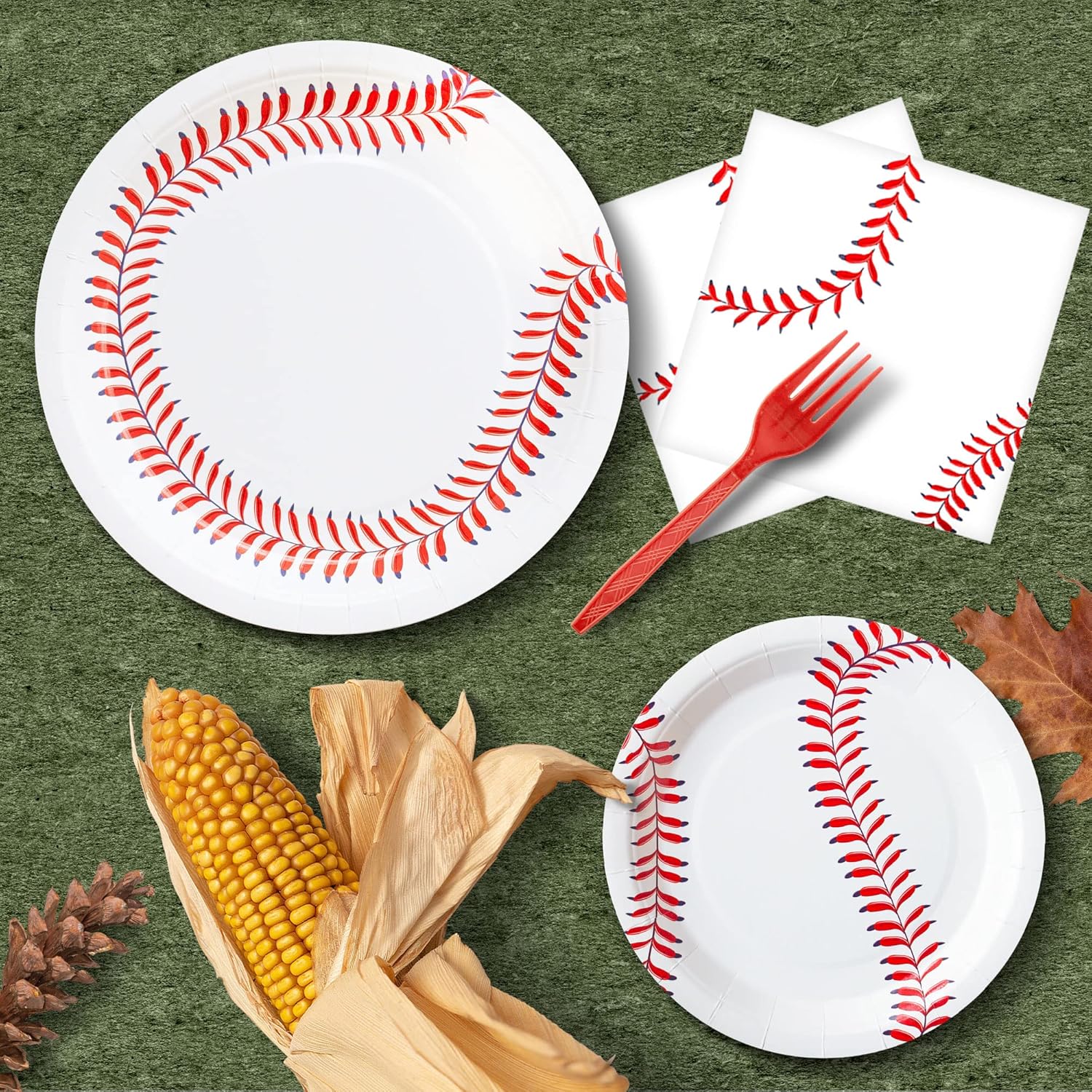 Baseball Party Favors Party Decorations, 96pcs Baseball Party Plates and Napkins Forks Baseball Themed Party Birthday Decorations Supplies For Boys Baby Shower Serves 24 - Image 6