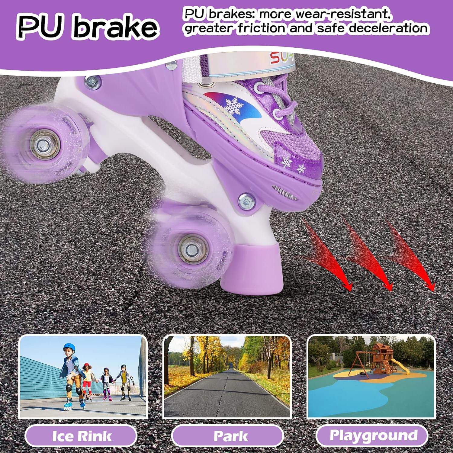 SURPCOS Roller Skates for Girls and Boys, Extra Small Size Adjustable Toddler Roller Skates for Kids, Light Up Roller Skates, Child Toddler Beginners for Outdoor Sports(Purple) : Sports & Outdoors