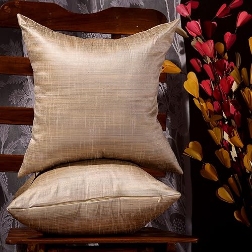 Juego de 2 almohadas decorativas para sofá, cama, decoración bohemia de sala de estar, almohada de granja, fundas de almohada de seda sólida (crema,