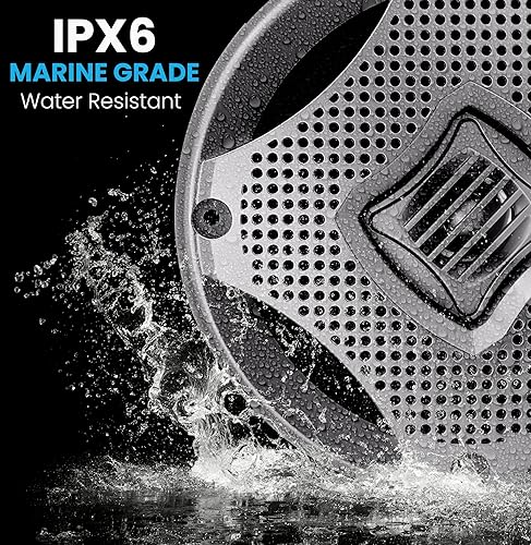 Miniatura 4 de Lanzar Altavoces marinos de 6.5 pulgadas, sistema de sonido estéreo de audio resistente al agua de 2 vías con potencia de 400 W, parrillas