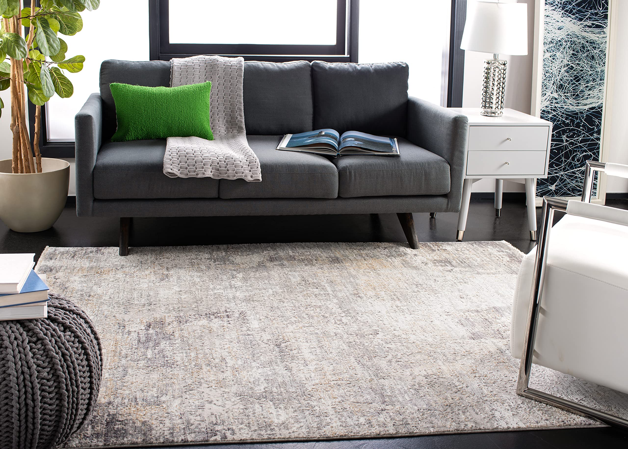 Safavieh Dream Collection Contemporary Rug for Living Room Dining Room Bedroom Short Pile Grey and Green 3ft x 5ft - Image 2