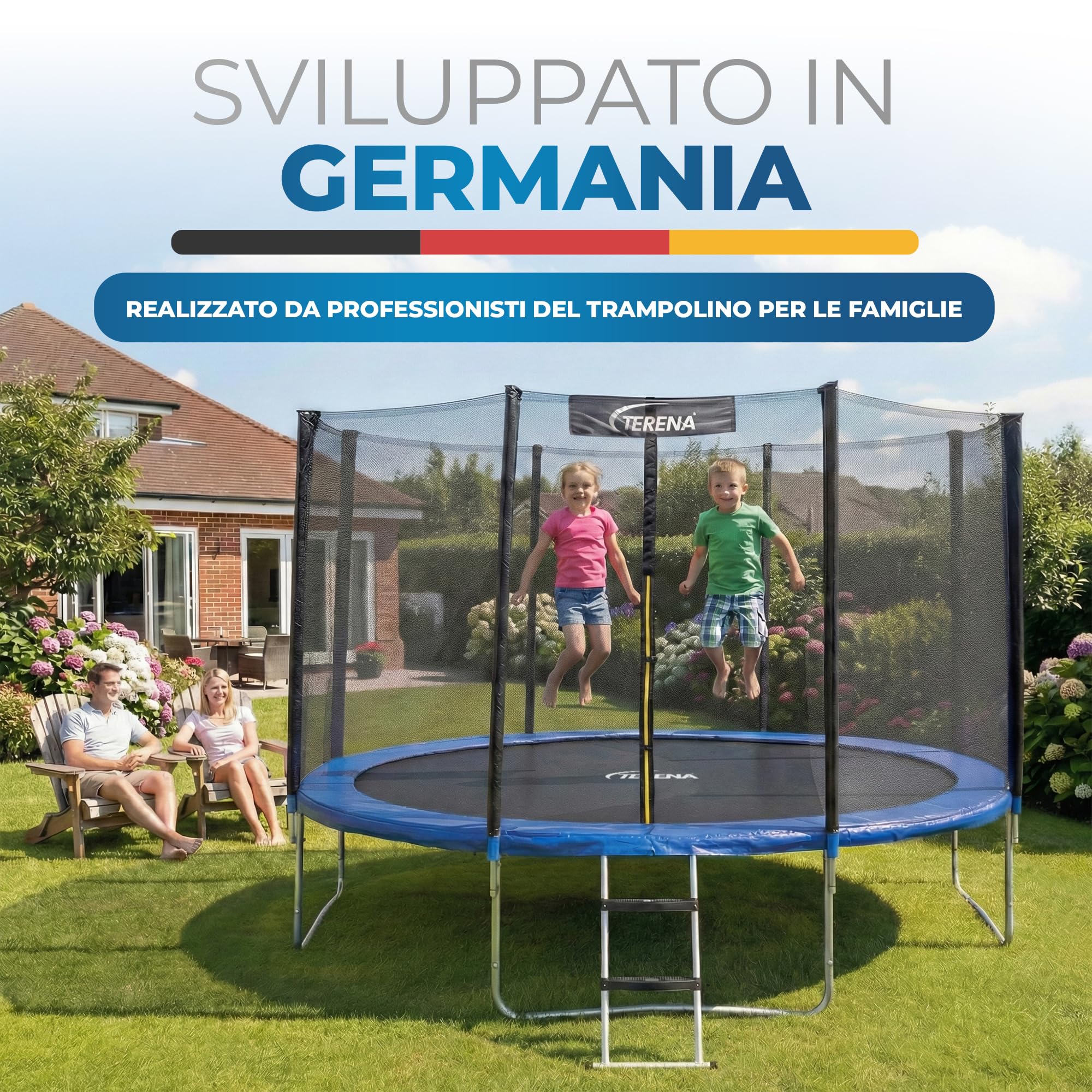 Scaletta per trampolino 85 cm + 97 cm scaletta di salita, trampolino da giardino