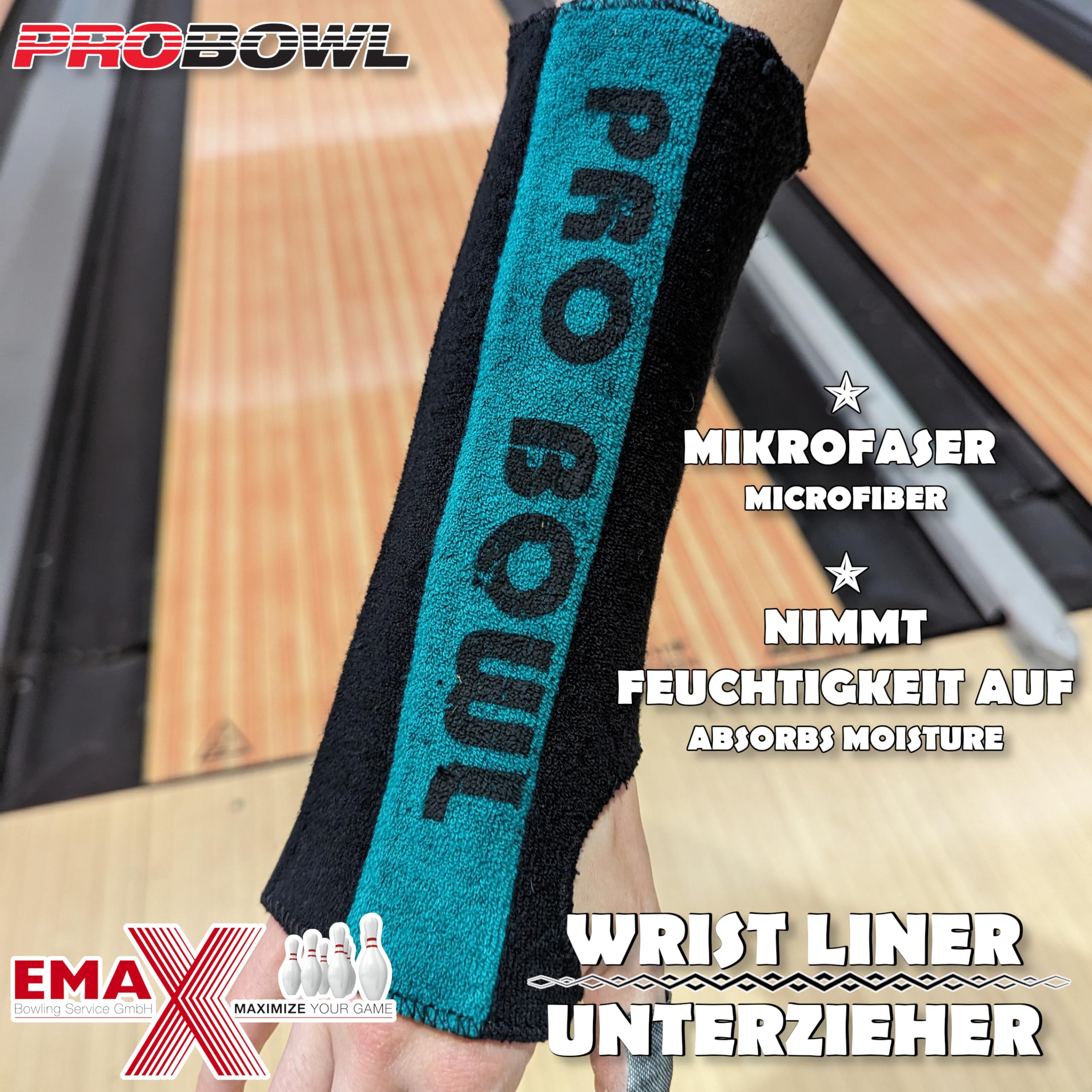 EMAX | Pro Bowl – Wrist Liner – Parte inferior para apoyo de muñeca de bolos | Guante inferior | Protector de muñeca | Accesorios para bolos