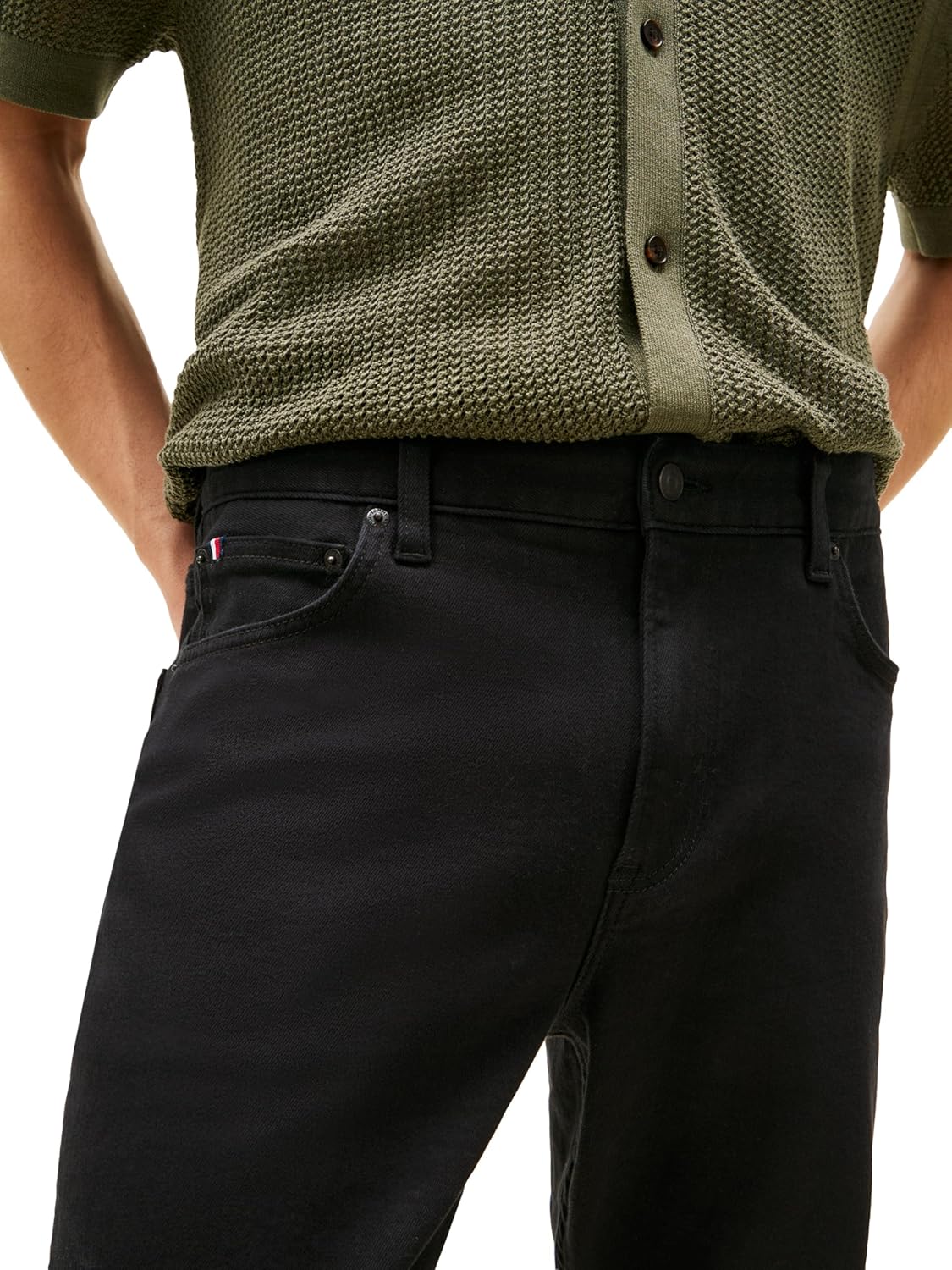 Tommy Hilfiger Mens Straight Fit Stretch Jeans for Men - Image 2