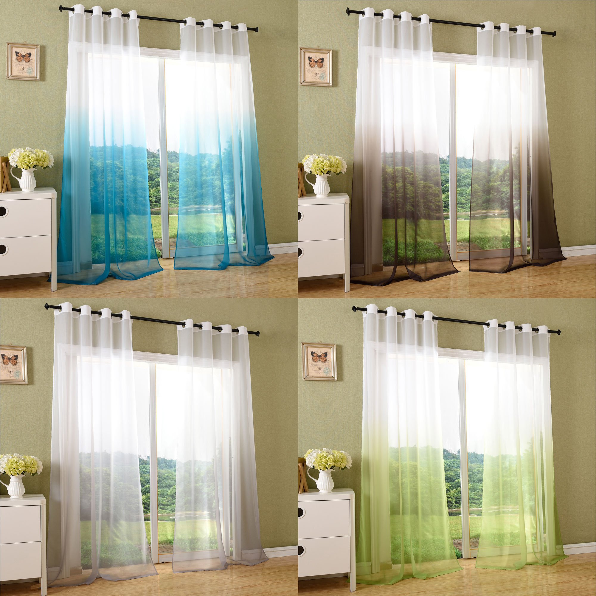Gardinenbox Tenda In Voile Con Occhielli – 225x140 Cm, Verde Mela, 100% Poliestere, Trasparente, Lavabile 40°