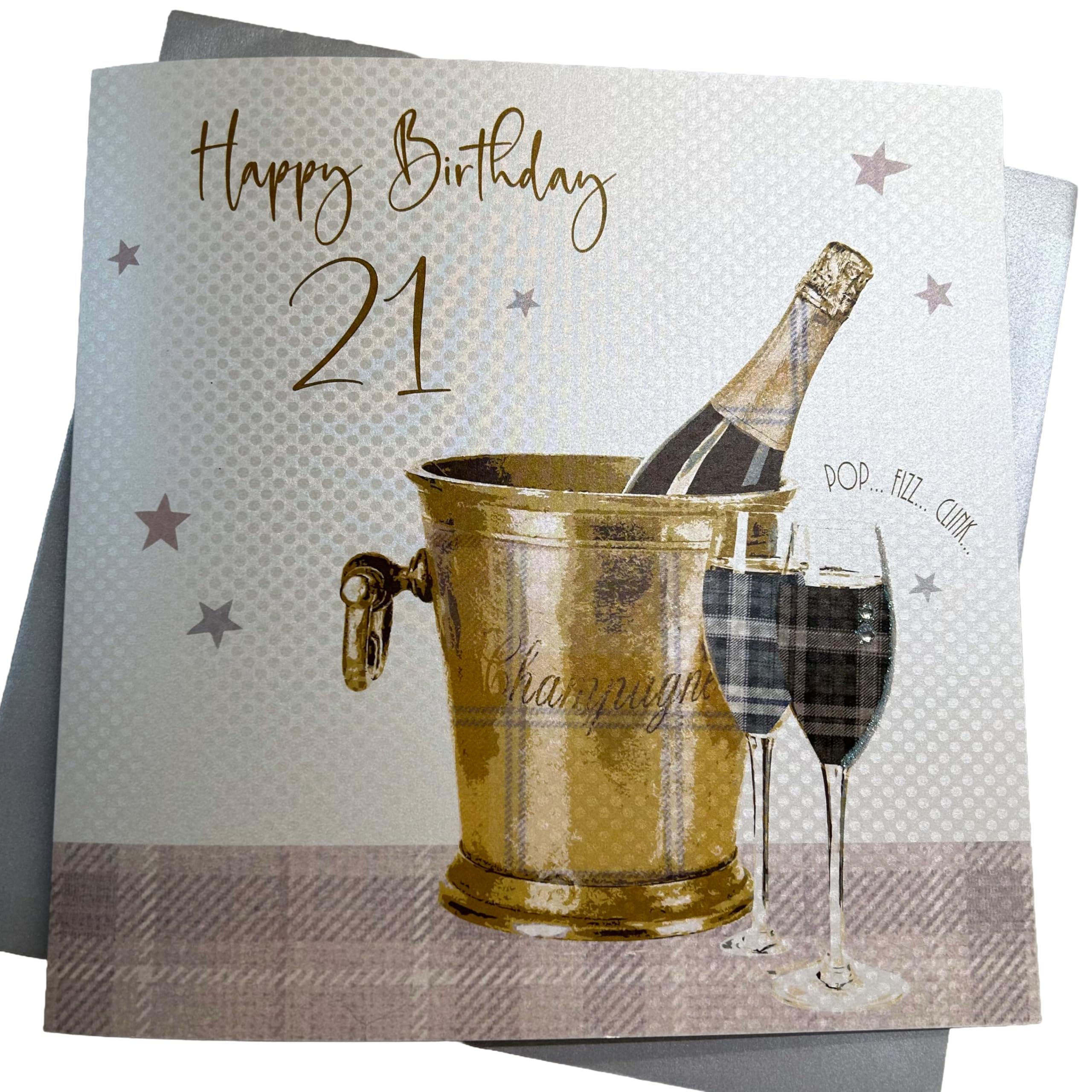 white cotton cards Happy Birthday 21, Handmade Large 21st Birthday Card Champagne Bucket, XLS21