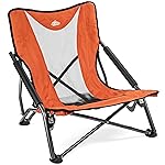 Cascade Mountain Tech Camping Chair - Low Profile Polyester Folding Chair for Camping, Beach, Picnic, Barbeques, Sporting Event with Carry Bag and Cushion Availability, Orange