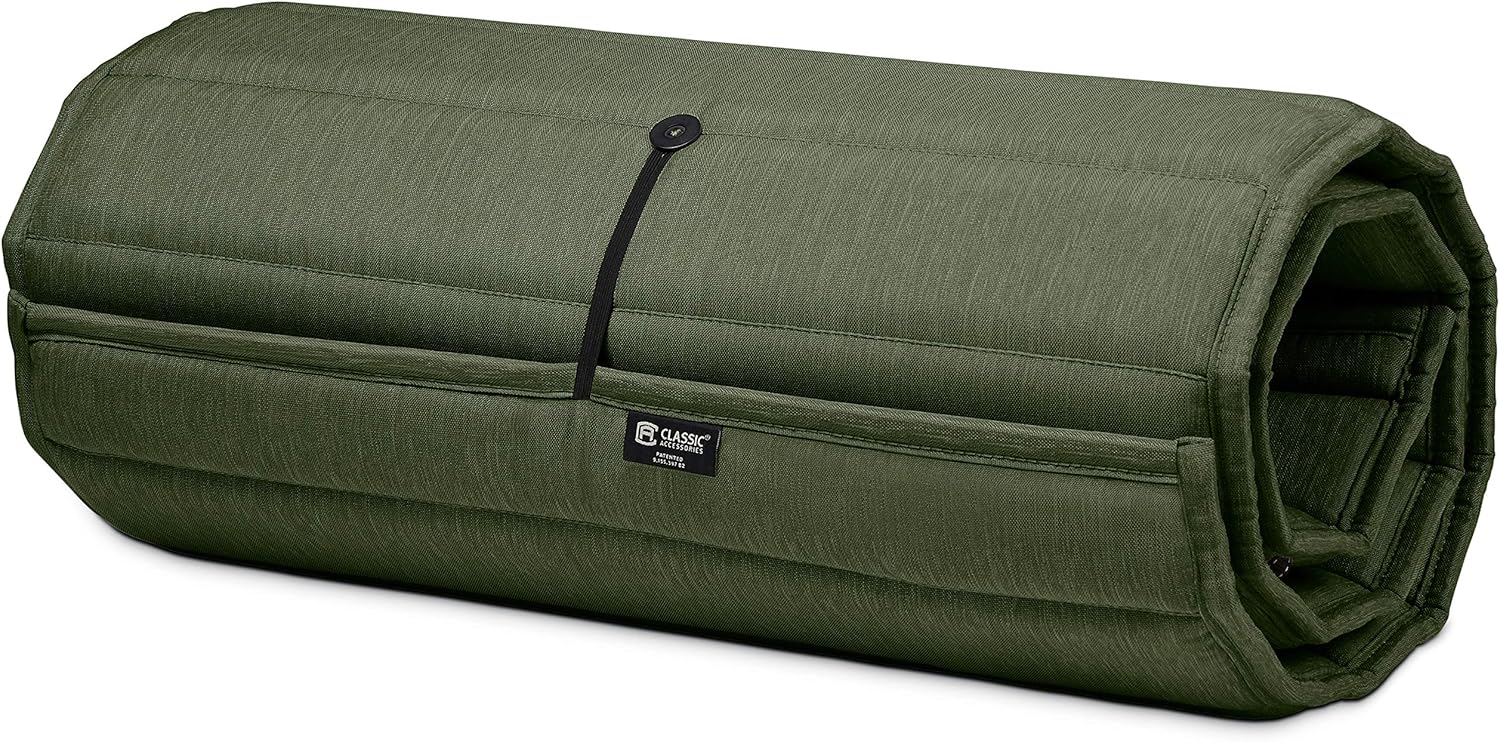 Classic Accessories Storigami Water-Resistant 74 x 23 Inch Chaise Lounge Cushion, Heather Fern, Patio Cushion