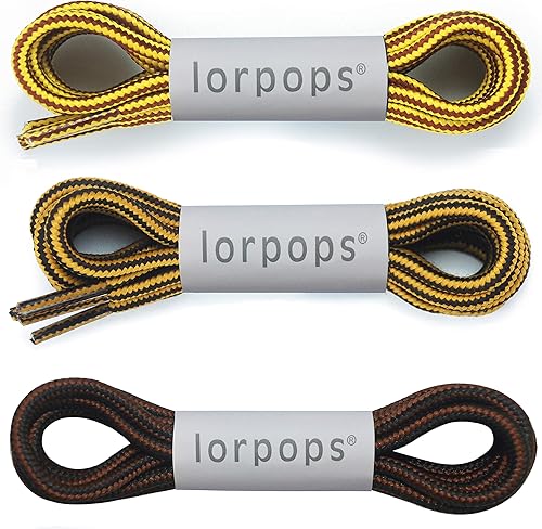 lorpops Cordones redondos para botas 3 pares Cordones resistentes y duraderos para botas, botas de trabajo y zapatos de senderismo