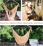 Sunnydaze Outdoor Hammock Chair Swing for Reading - Hanging Hammock Swing for Indoor or Patio - 300lb Capacity - Caribbean XL - Tan