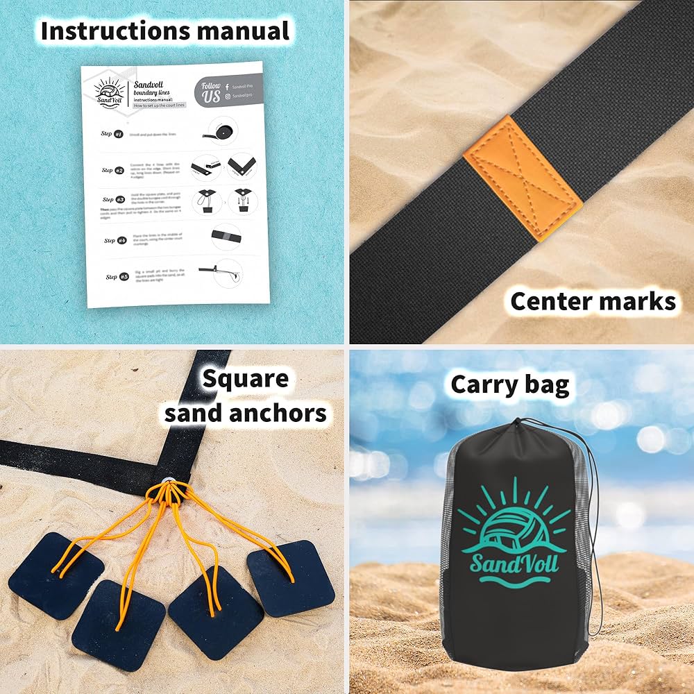 Amazon | SandVoll ビーチバレーボールライン 砂用 - ポータブル