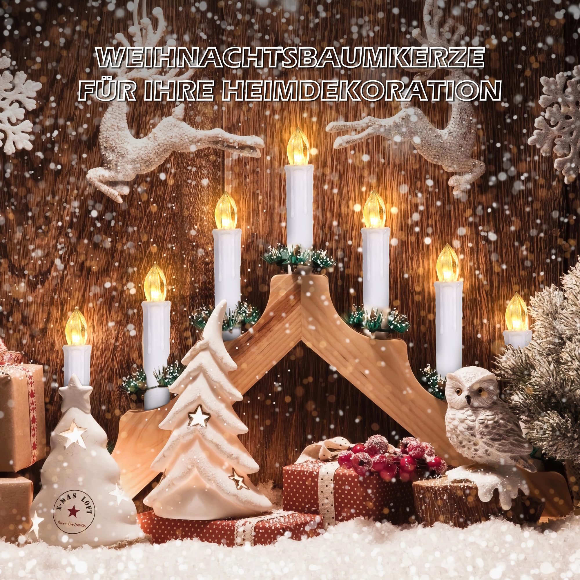 Cibnew Christbaumkerzen Kabellos Weihnachtskerzen Outdoor LED Kerzen mit Fernbedienung,Timer-Funktion Warmweiß Wasserdichte Dimmbar für Weihnachtsbaum,Geburtstags,Party (30er Weiß) Beleuchtung