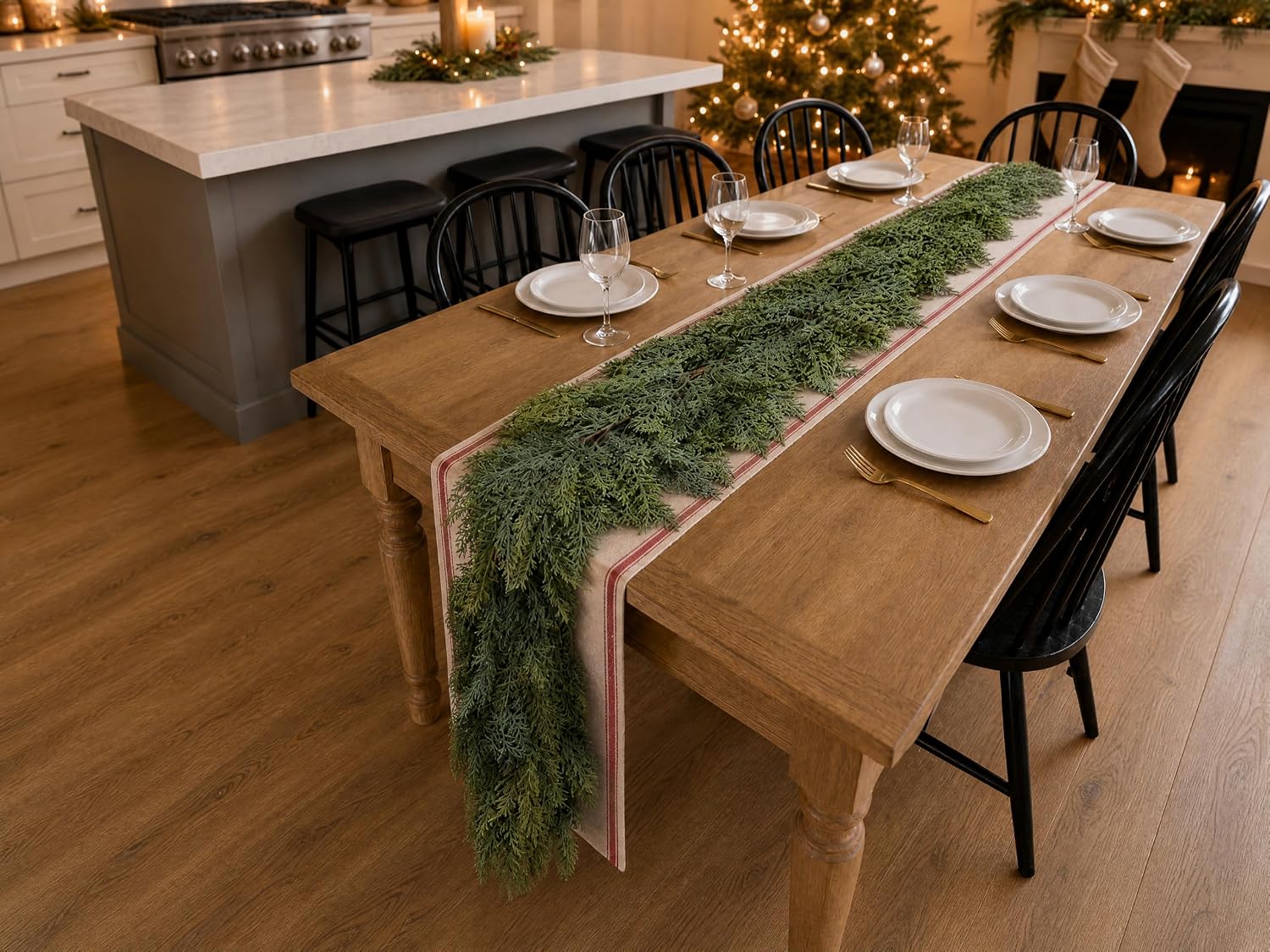 9FT Soft PE Cedar Garland Artificial Fireplace Mantel Decor image 4